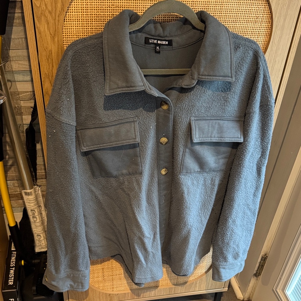 Steve Madden Charcoal Button-Up Shirt Jacket